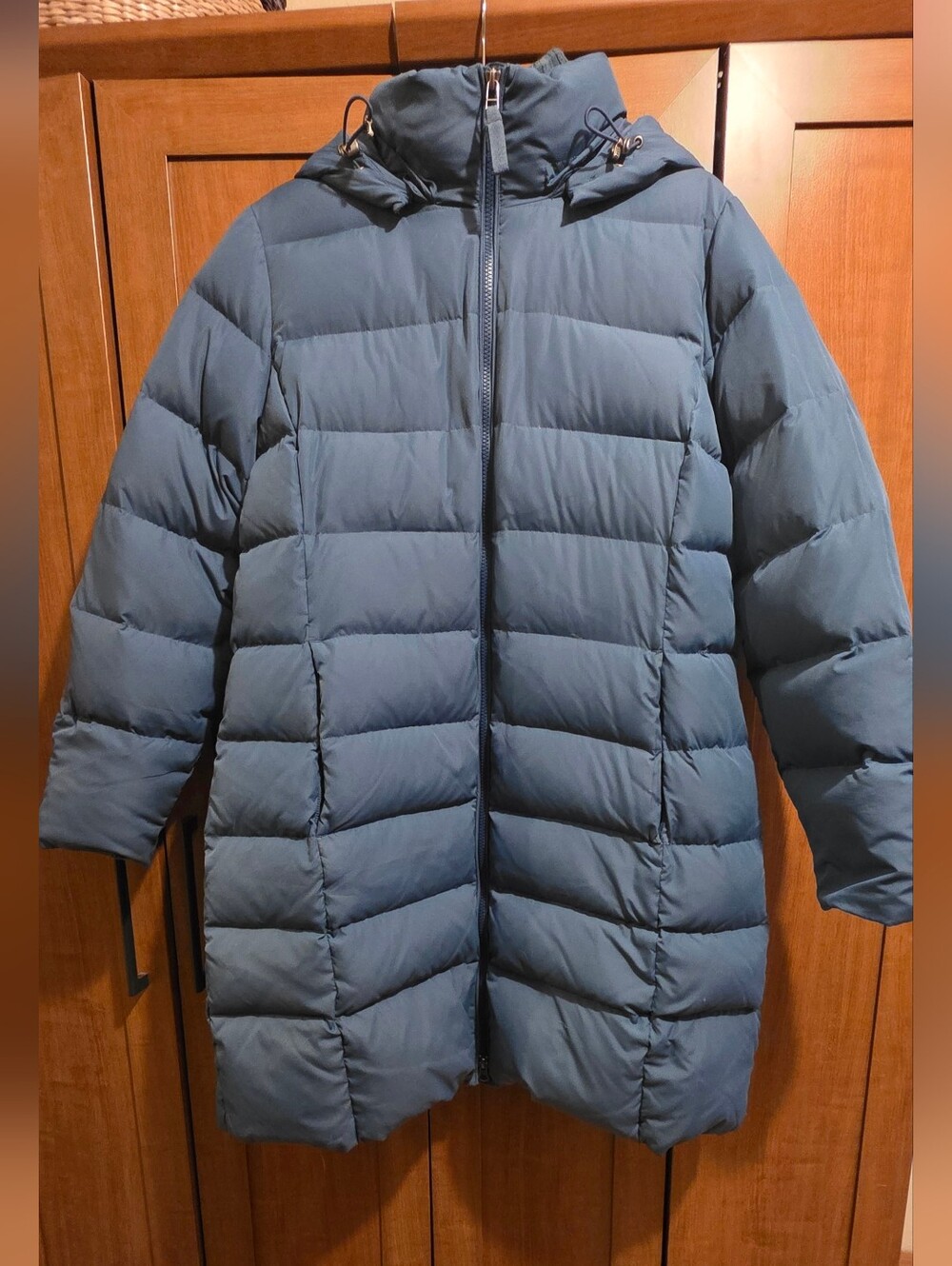 Women's Lands End Down Puffer Coat, Navy Blue, L